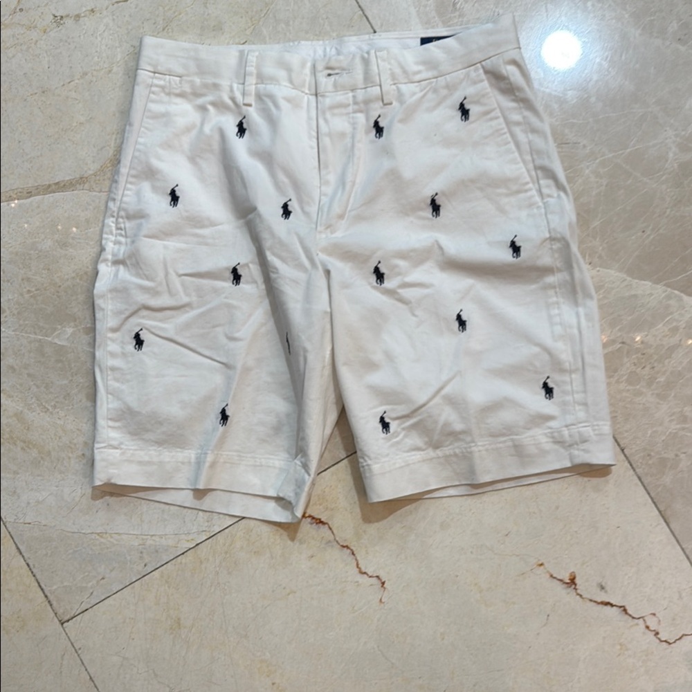 Polo by Ralph Lauren White Embroidered Shorts